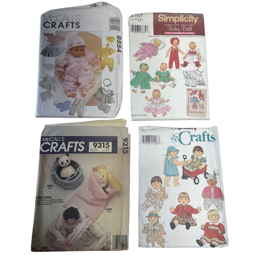 Vintage Baby Doll Clothing Wardrobe Sewing Pattern Lot‎ UNCUT